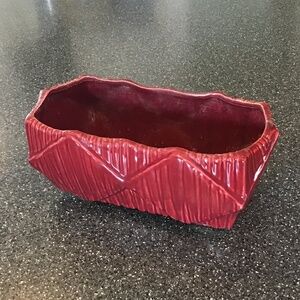 McCoy Vintage Planter Ruby Red Rectangle Glazed Pottery USA MCM